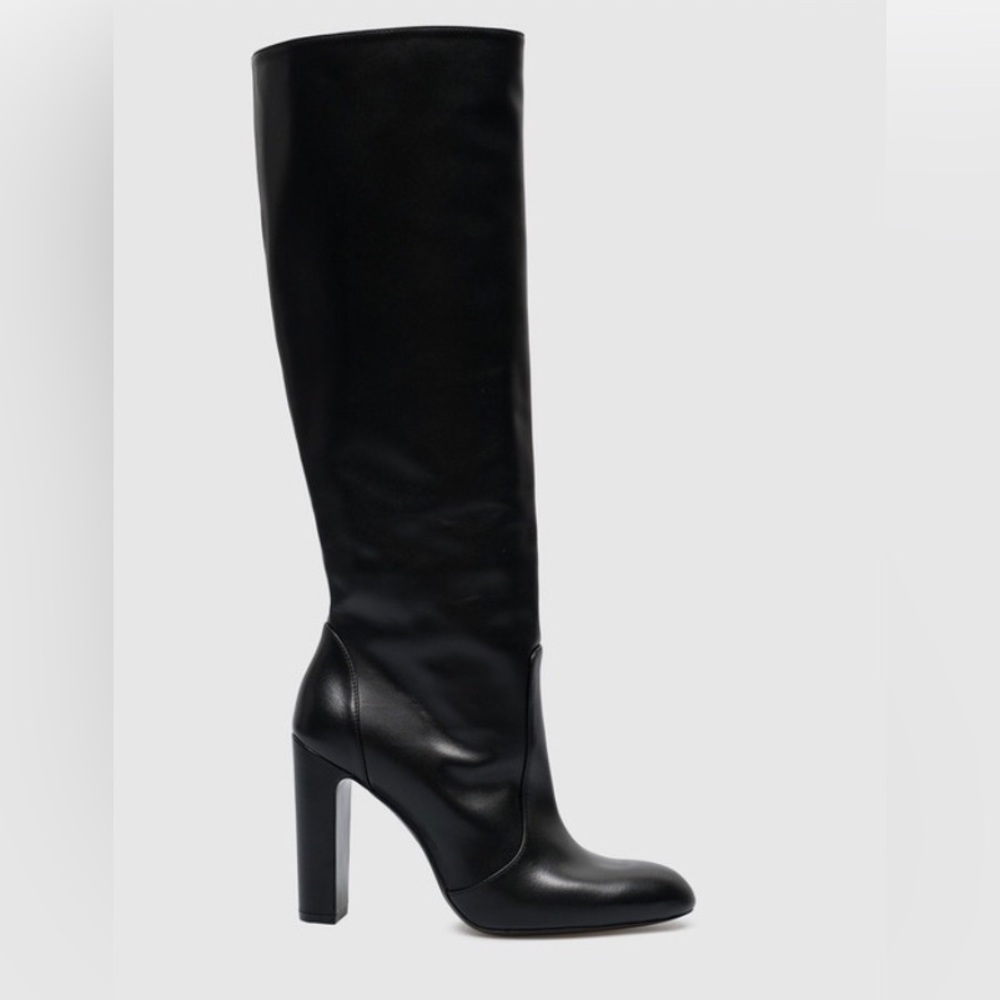 STUART WEITZMAN Vida 100 Knee High Leather Boots Black sz 10 40.5 - Picture 2 of 6